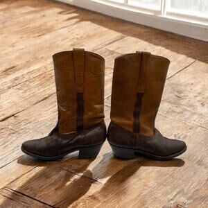 Vtg Complot European Brown Leather cowboy boots reptile skin Sz 9 Costa Rica?